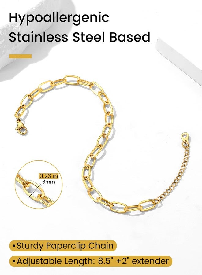 KeyStyle خلخال KeyStyle ذهبي عيار 14 قيراط بتصميم مشبك ورق للنساء، أساور كاحل من الفولاذ المقاوم للصدأ قابلة للتعديل بطول 8.5 بوصة + 2 بوصة، مجوهرات شاطئية مقاومة للماء لحفلات الزفاف والإجازات الصيفية - Image 5
